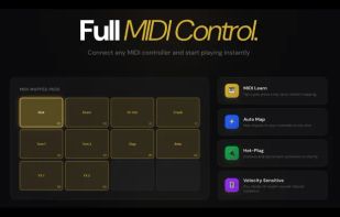 Map each pad on the soundboard with full Midi Control, so that you can handily trigger sounds with external hardware keyboards, etc.