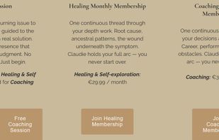 Healing and Coaching monthly pricing