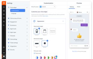 Chat widget customization
