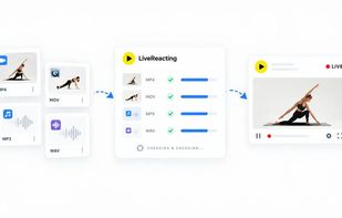 Upload video or audio in any format; LiveReacting encodes it for streaming