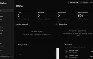 Get a real-time command center for your AI receptionist. Track calls, messages, appointments, caller activity, average call duration, follow-ups that need attention, and upcoming bookings from one clean dashboard, so you always know what your front desk handled and what still needs your team’s touch.