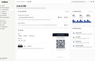 Generate your own review request QR code and monitor metrics