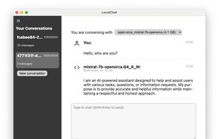A first impression of the app interface, with a single model loaded, showing one output the model generated.