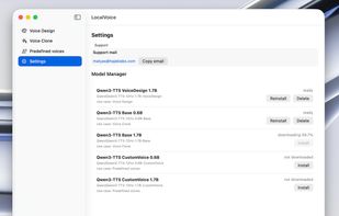 Settings and model manager