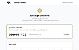 the customer confirmation page with details on how to pickup your item