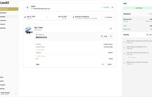 The lockii order page before the hire begins with a full audit log
