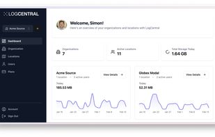 The dashboard of LogCentral.io allows you to have an overview of multiple organizations, ideal for MSPs.