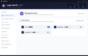 Login AlertX App Managed Accounts