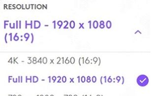 Select your preferred resolution setting from the drop-down menu in the control panel.
