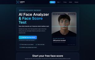 Private AI face analysis with free face score preview.