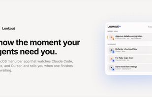 Lookout promotional image showing the agent sessions popover.