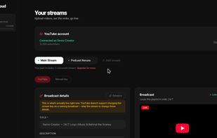 Your stream live on YouTube, managed from the dashboard