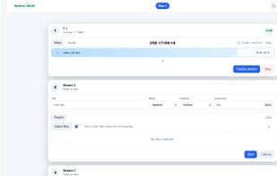 User dashboard for launching the broadcast