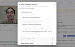 Looppanel also generates AI-notes for your calls