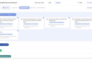 Looppanel's analysis section with tag and question-based views