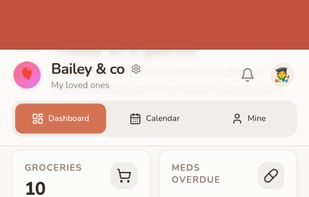 Mobile UI central main dashboard