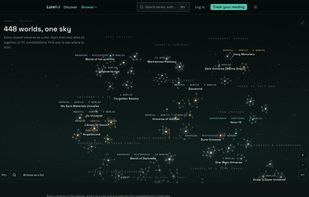 448 series universes as one sky. Stars that read alike gather into constellations — pick one to see where to start.
