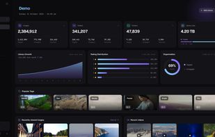 The dashboard view showing library statistics and most popular tags.