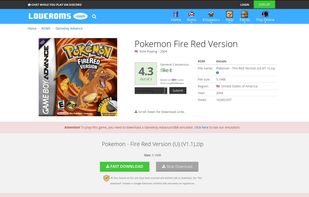 Preview of a ROM, showing the game's cover, rating, file details, views, and release year with download buttons underneath.