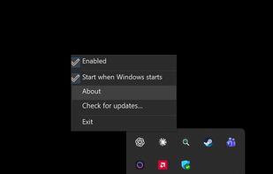 Lightweight app loads in the system tray.