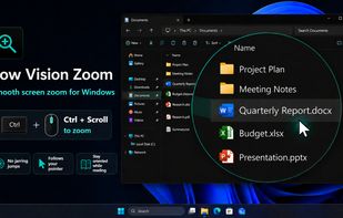 Smooth screen zoom for Windows. Just hold CTRL and scroll your mouse wheel.