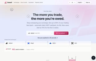Home page with supported exchanges