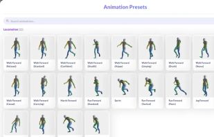 Animation presets for rigged 3D models.