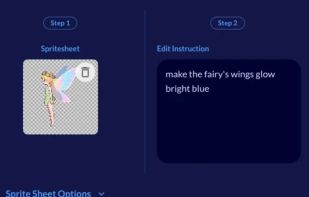 Editing a sprite sheet with a written instruction.