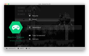 A contextual menu gives you access to actions and quick save / quick load anytime.