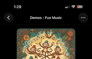 Album detail view with track listing and lossless audio format info