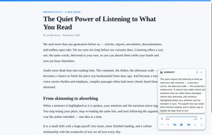 AI summary of a long article before committing to the full listen