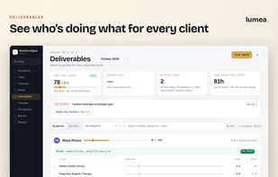 See who's doing what for every client this month, with progress, pace, and hours for each person.