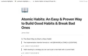 Export your highlights directly into your Notion workspace — one page per book, with chapter headings as section dividers and page metadata under each highlight.