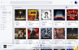 Your library, indexed and instant.
Every track stays on your disk — Luminous just makes it fast to find. Search across artists, albums, and songs as you type, with a now-playing bar that's always one click away.