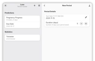 Luna Period Tracker screenshot 2