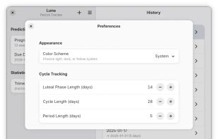 Luna Period Tracker screenshot 1