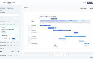 Turn project plans into clean, executive-ready Gantt charts with integrated milestones, timelines, and dependencies.