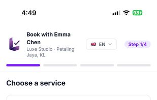 Own customer booking page