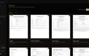 Cover sheets — eight templates designed to stay legible after the fax is converted to black and white