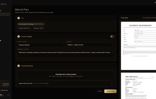 Compose — live preview and page count before you send