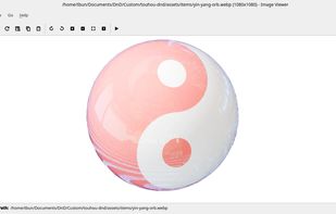 Render of sphere with yin-yang symbol on it, opened in image viewer to demonstrate transparent image viewing. Image is CC-BY and made by mailbun.