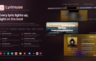 Four ways to show lyrics: the lyrics window, a capsule by the notch, a floating desktop line with word-by-word highlight, and the menu bar