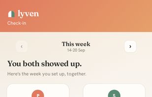 The weekly check-in. Both partners submit before either note unseals, which is what stops the split drifting back.