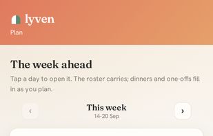 The week ahead: the recurring roster, dinners and anything due, in one place.