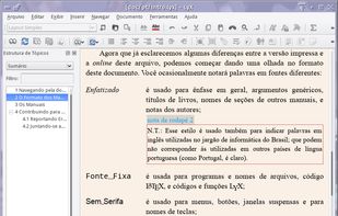Documentation with table of contents panel