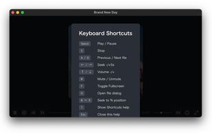 The keyboard shortcut reference, shown in the app