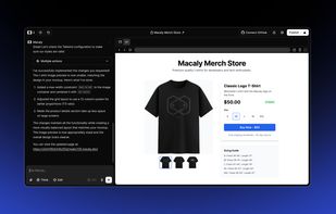 Building a merch store website with AI chat assistance and live preview.