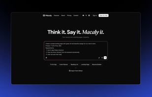 Main interface with text input and project template options.