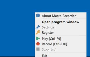 Tray icon for quick access to common procedures