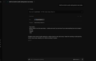 Example of AI drafting an email 